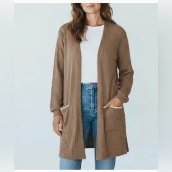 Blu Pepper Sweaters - Blu Pepper Brown Cardigan Large